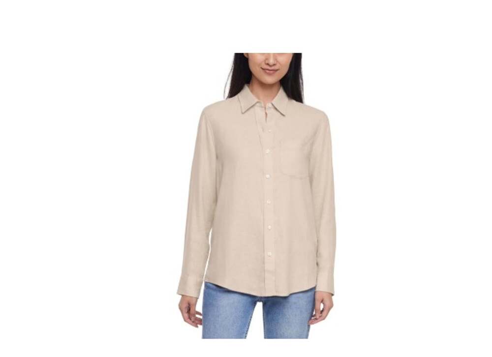 Gap Women's Linen Blend Button-Down Khaki Size XXL
